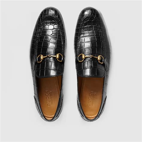 gucci crocodile men's shoes|Gucci Jordaan crocodile loafer in black .